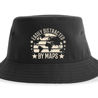 Easily Distracted By Maps Geography Sustainable Bucket Hat