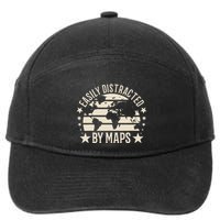 Easily Distracted By Maps Geography 7-Panel Snapback Hat