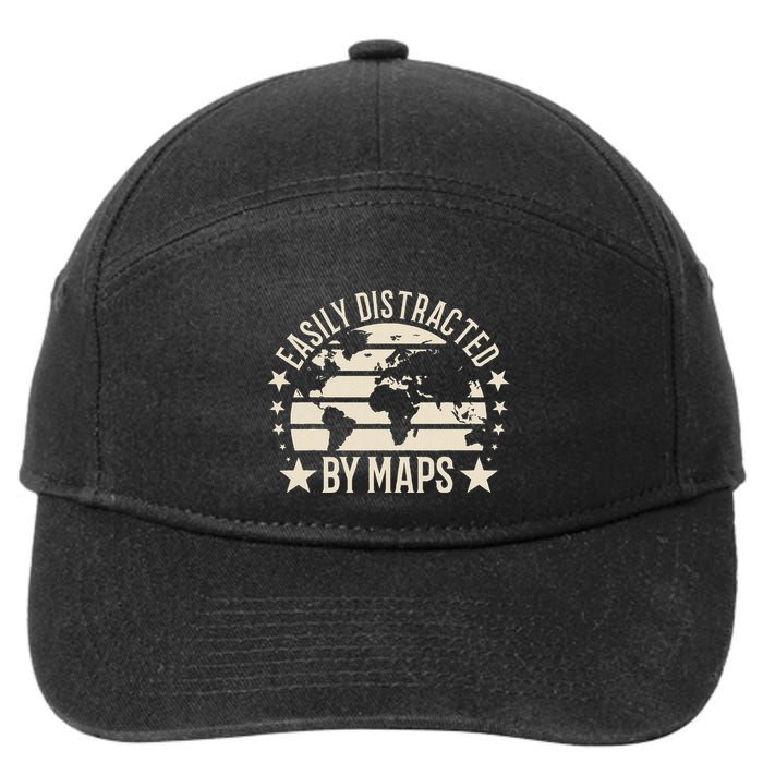 Easily Distracted By Maps Geography 7-Panel Snapback Hat