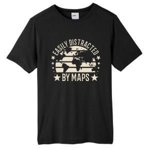 Easily Distracted By Maps Geography Tall Fusion ChromaSoft Performance T-Shirt