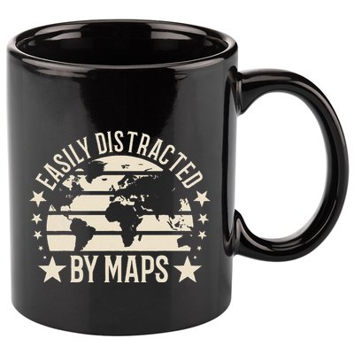 Easily Distracted By Maps Geography 11oz C Handle Ceramic Mug