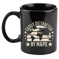Easily Distracted By Maps Geography 11oz C Handle Ceramic Mug