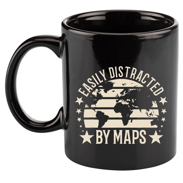 Easily Distracted By Maps Geography 11oz C Handle Ceramic Mug