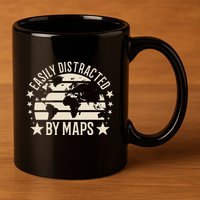 Easily Distracted By Maps Geography 11oz C Handle Ceramic Mug