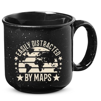 Easily Distracted By Maps Geography 15oz Campfire Ceramic Mug
