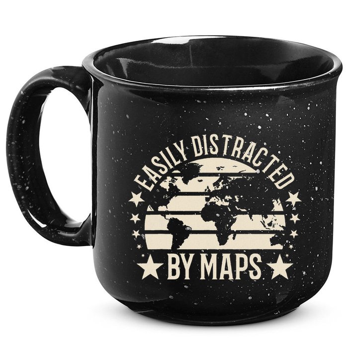 Easily Distracted By Maps Geography 15oz Campfire Ceramic Mug