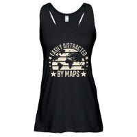 Easily Distracted By Maps Geography Ladies Essential Flowy Tank