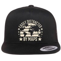 Easily Distracted By Maps Geography Flatbill Hat