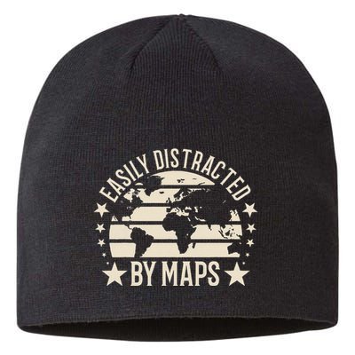 Easily Distracted By Maps Geography Sustainable Beanie
