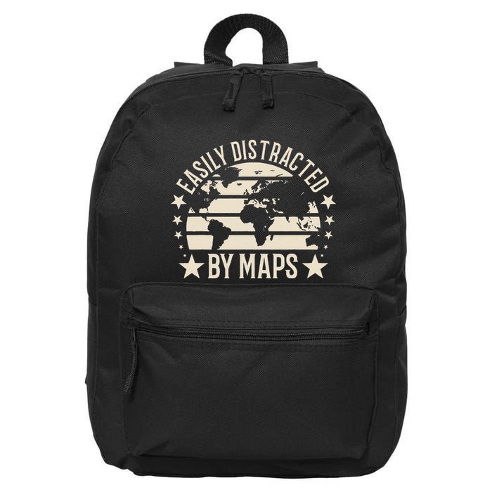 Easily Distracted By Maps Geography 16 in Basic Backpack