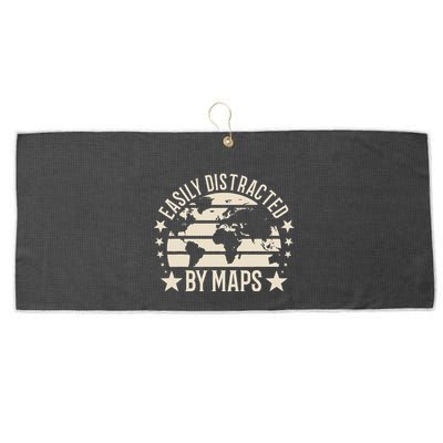 Easily Distracted By Maps Geography Large Microfiber Waffle Golf Towel
