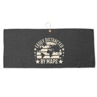 Easily Distracted By Maps Geography Large Microfiber Waffle Golf Towel