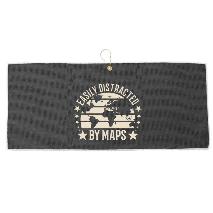 Easily Distracted By Maps Geography Large Microfiber Waffle Golf Towel