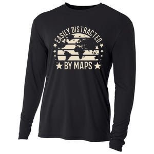 Easily Distracted By Maps Geography Cooling Performance Long Sleeve Crew