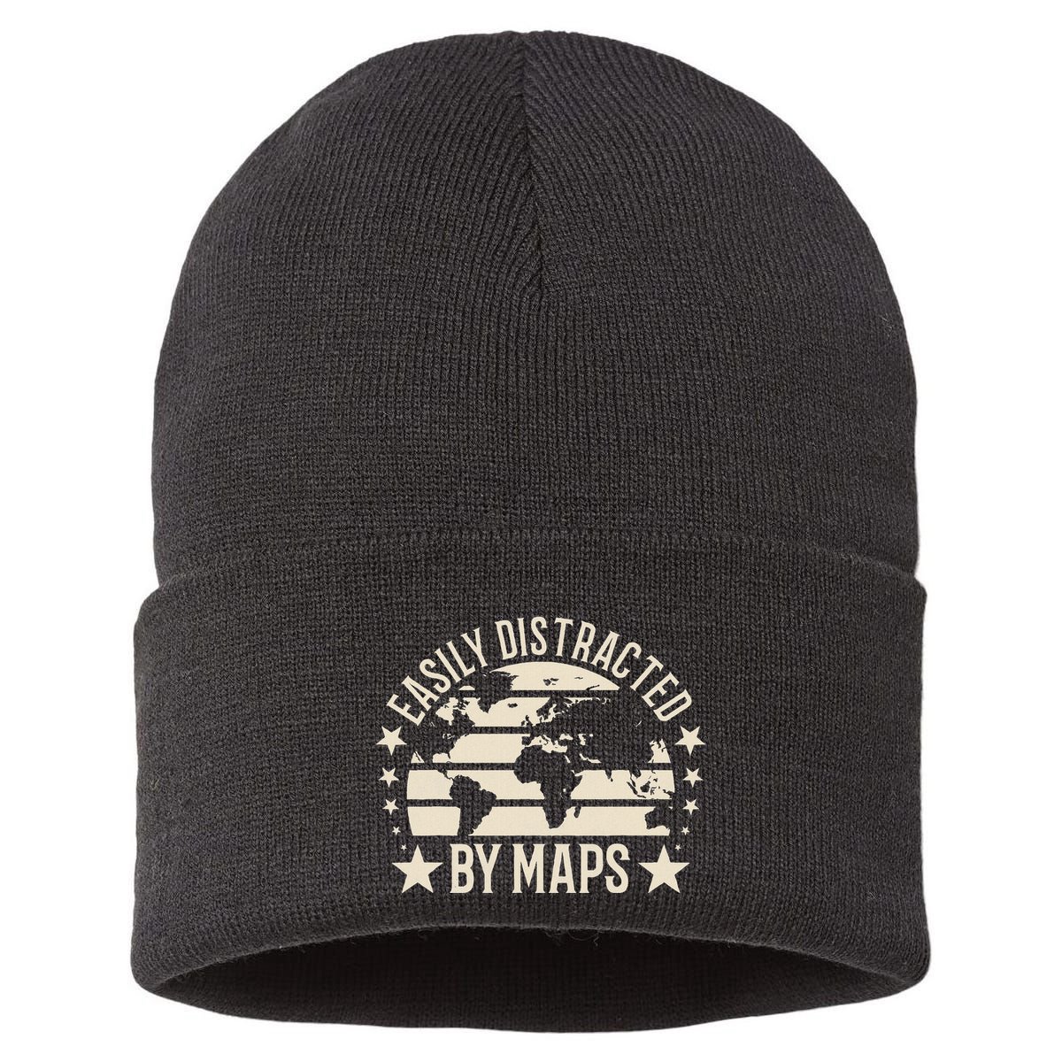 Easily Distracted By Maps Geography Sustainable Knit Beanie