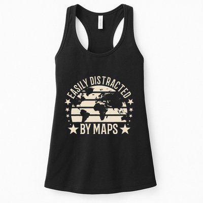 Easily Distracted By Maps Geography Womens Tank Top