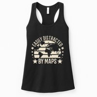 Easily Distracted By Maps Geography Womens Tank Top