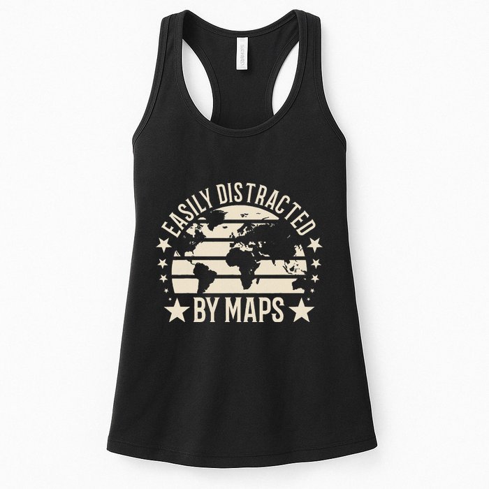 Easily Distracted By Maps Geography Womens Tank Top