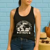 Easily Distracted By Maps Geography Womens Tank Top