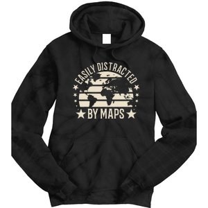 Easily Distracted By Maps Geography Tie Dye Hoodie