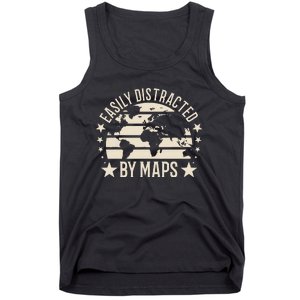 Easily Distracted By Maps Geography Tank Top