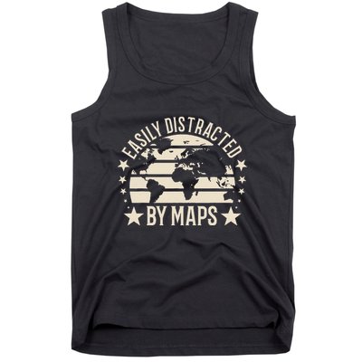 Easily Distracted By Maps Geography Tank Top