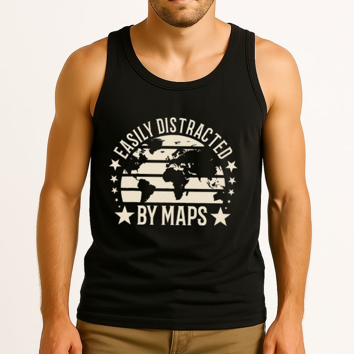 Easily Distracted By Maps Geography Tank Top