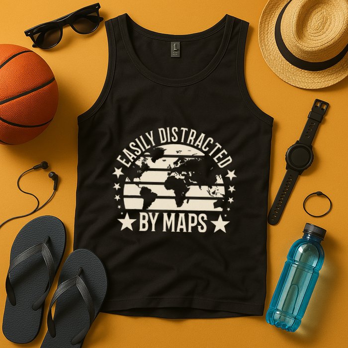 Easily Distracted By Maps Geography Tank Top