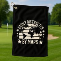 Easily Distracted By Maps Geography Golf Towel