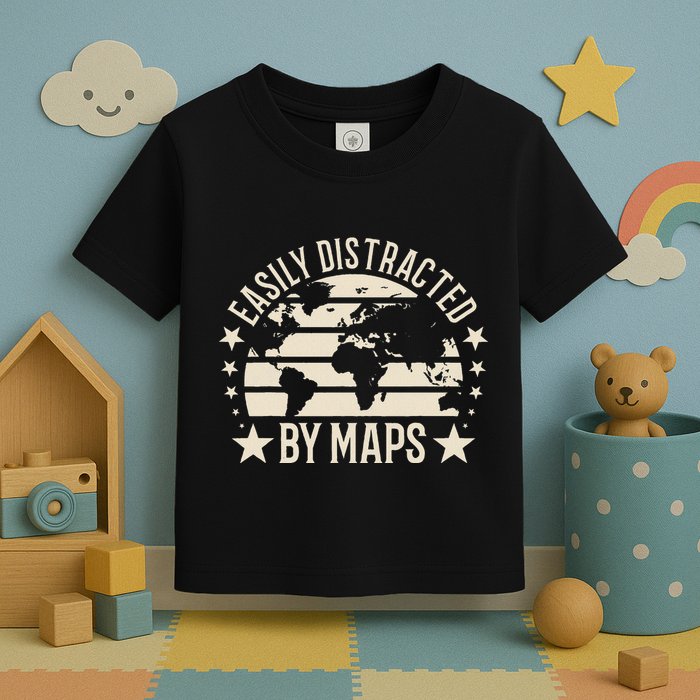 Easily Distracted By Maps Geography Toddler T-Shirt