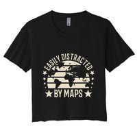 Easily Distracted By Maps Geography Crop Top