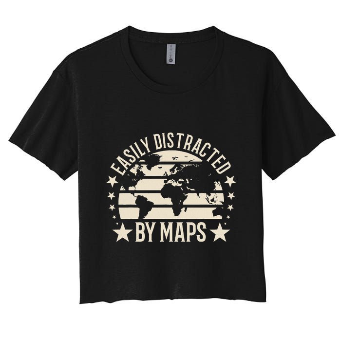 Easily Distracted By Maps Geography Crop Top