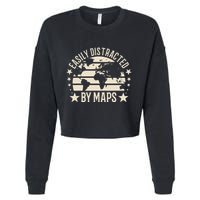 Easily Distracted By Maps Geography Cropped Pullover Crew