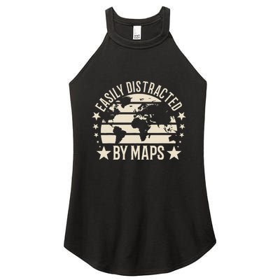 Easily Distracted By Maps Geography Women's Perfect Tri Rocker Tank
