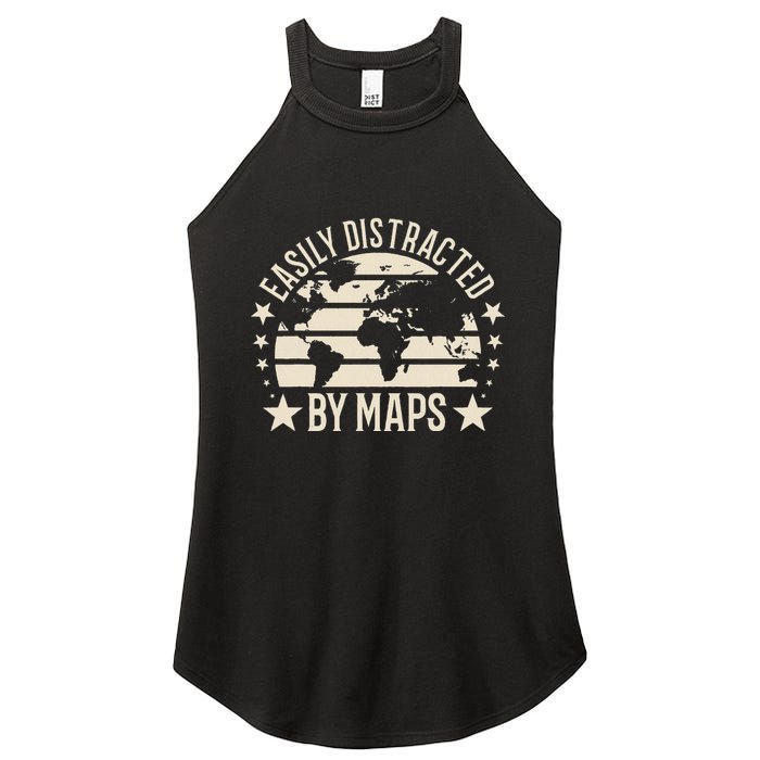 Easily Distracted By Maps Geography Women's Perfect Tri Rocker Tank