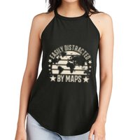 Easily Distracted By Maps Geography Women's Perfect Tri Rocker Tank