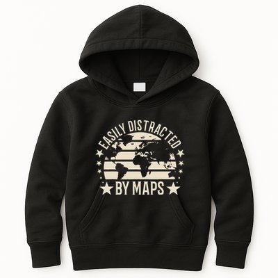 Easily Distracted By Maps Geography Kids Hoodie