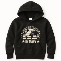 Easily Distracted By Maps Geography Kids Hoodie