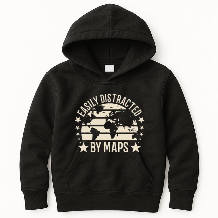 Easily Distracted By Maps Geography Kids Hoodie