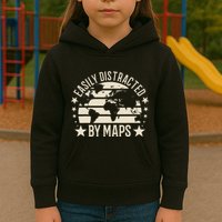 Easily Distracted By Maps Geography Kids Hoodie