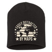 Easily Distracted By Maps Geography Short Acrylic Beanie
