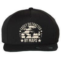 Easily Distracted By Maps Geography Wool Snapback Cap