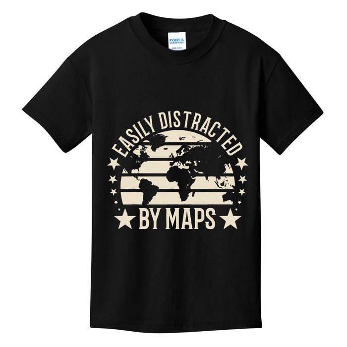 Easily Distracted By Maps Geography Kids T-Shirt