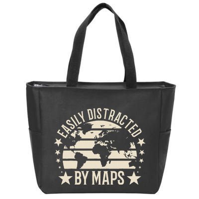 Easily Distracted By Maps Geography Zip Tote Bag