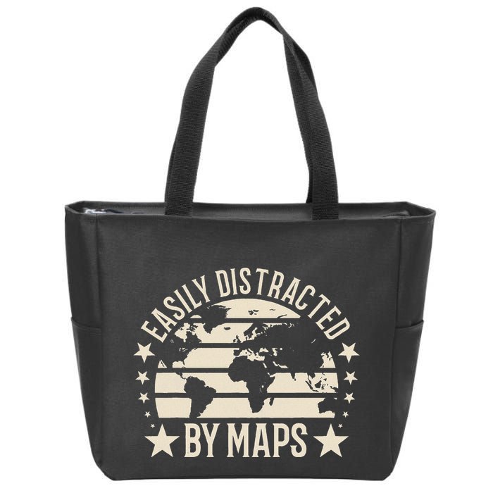 Easily Distracted By Maps Geography Zip Tote Bag