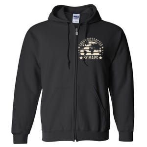 Easily Distracted By Maps Geography Full Zip Hoodie