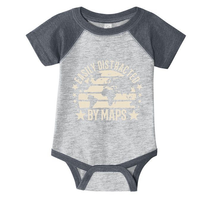 Easily Distracted By Maps Geography Infant Baby Jersey Bodysuit