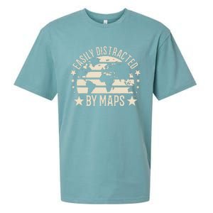 Easily Distracted By Maps Geography Sueded Cloud Jersey T-Shirt