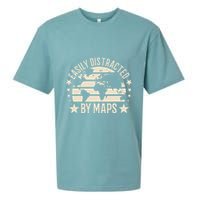 Easily Distracted By Maps Geography Sueded Cloud Jersey T-Shirt