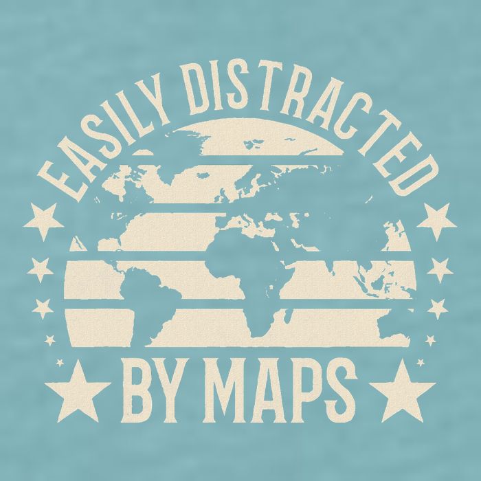 Easily Distracted By Maps Geography Sueded Cloud Jersey T-Shirt